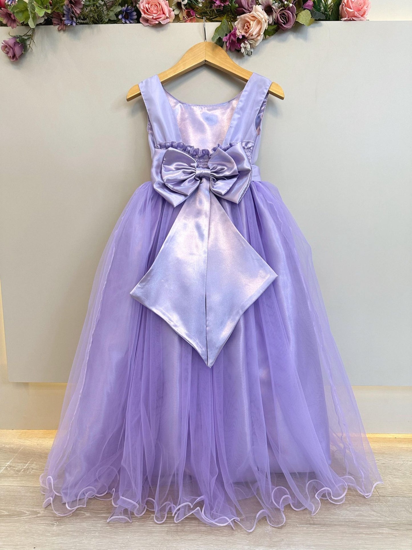 Vestido Infantil Longo Lilás Festas Luxo