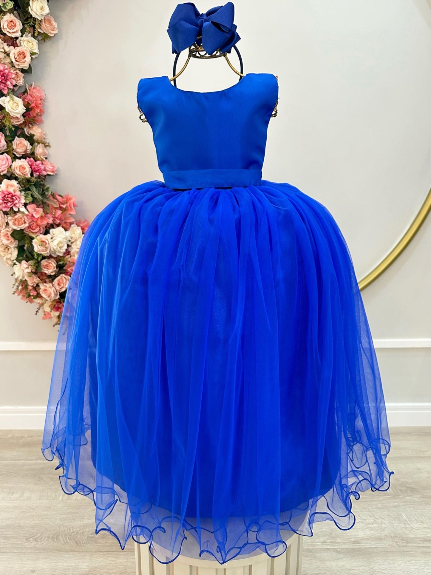 Vestido Infantil Longo Azul Royal Festas Luxo