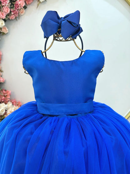 Vestido Infantil Longo Azul Royal Festas Luxo