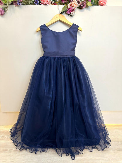 Vestido Infantil Longo Azul Marinho Festas Luxo