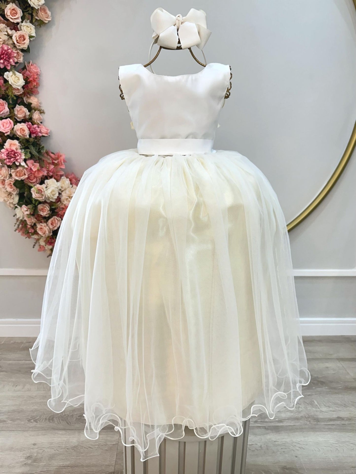 Vestido Infantil Longo Off White Festas Luxo