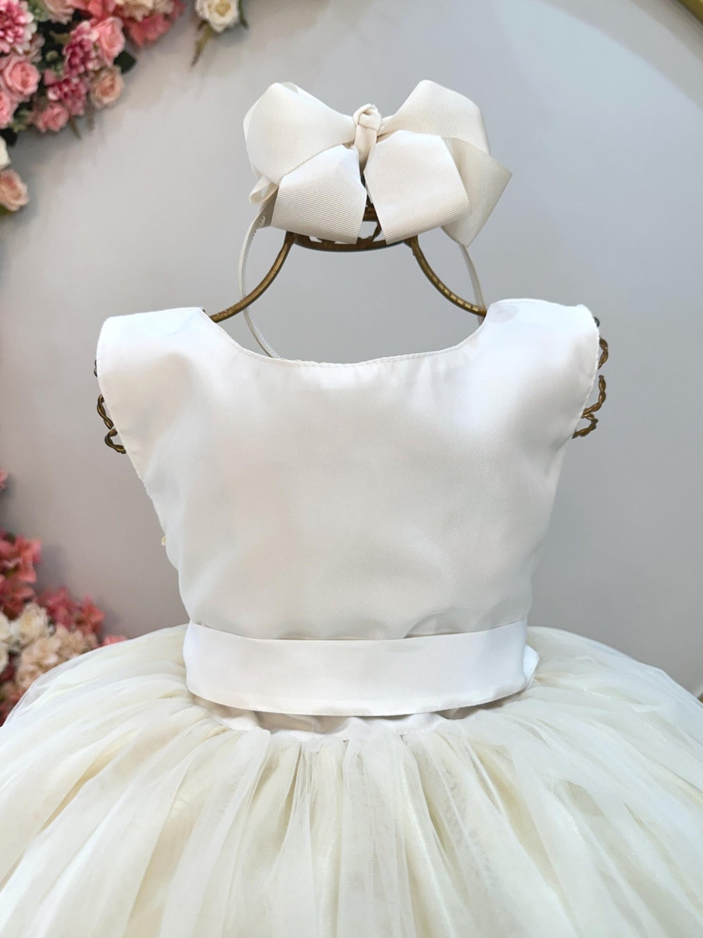 Vestido Infantil Longo Off White Festas Luxo