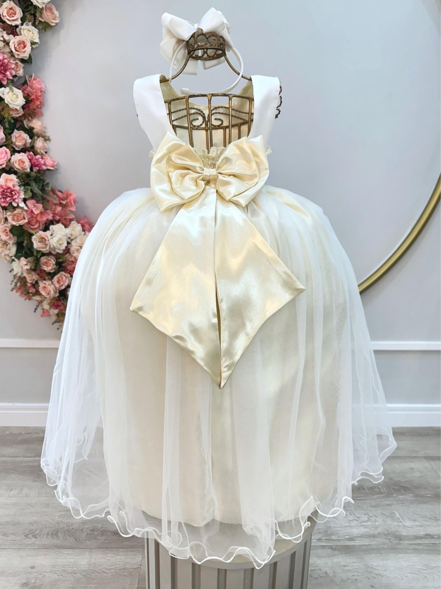 Vestido Infantil Longo Off White Festas Luxo