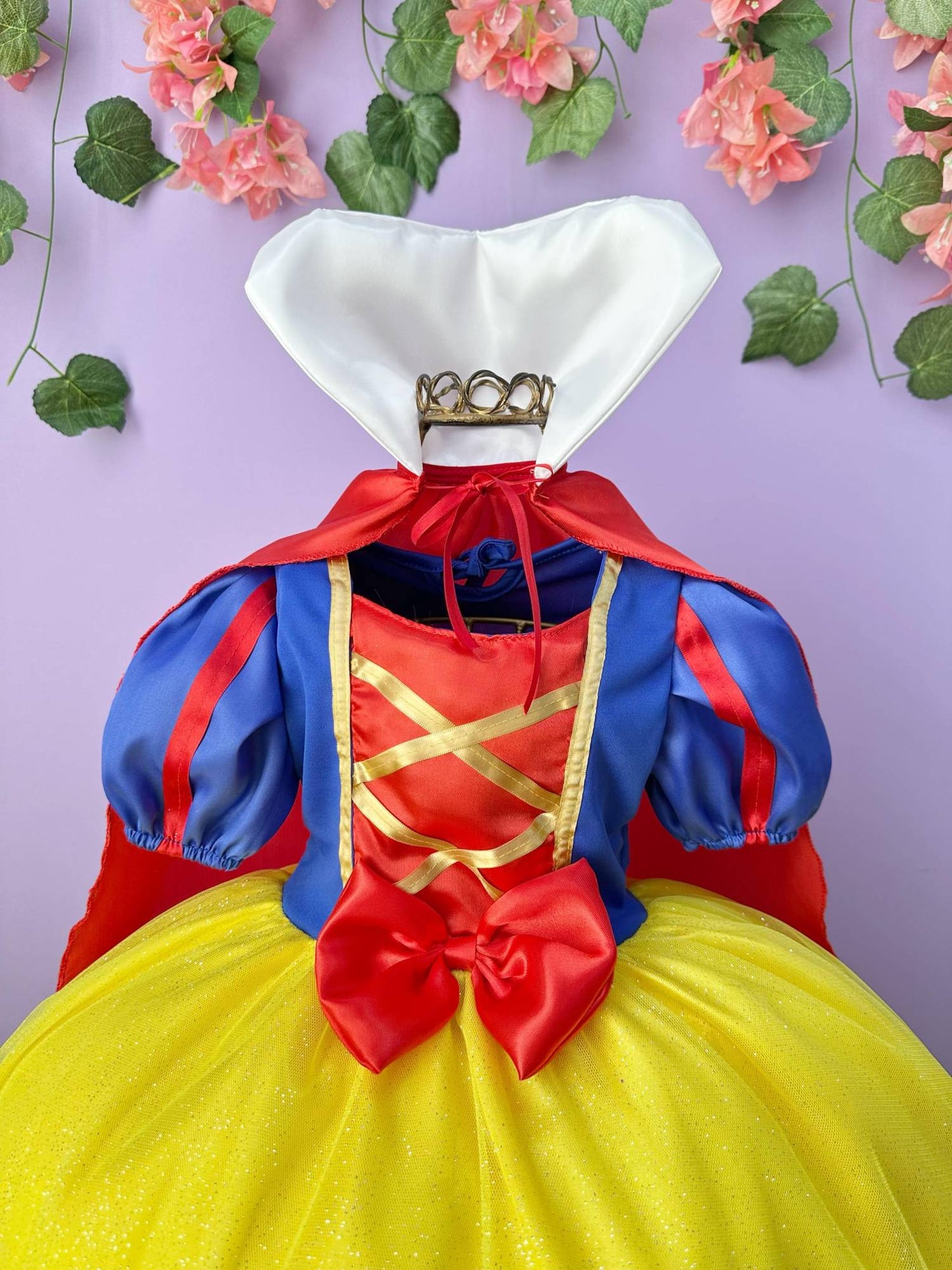Fantasia Infantil Princesa Branca de Neve Longo Com Capa