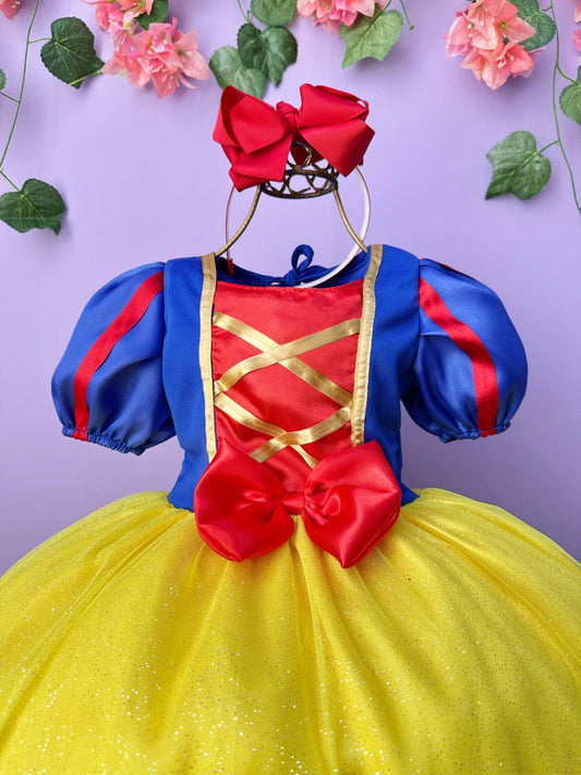 Fantasia Infantil Princesa Branca de Neve Longo Com Capa