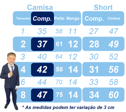 Conjunto Social Pajem Camisa Branca Short e Susp. Azul Claro