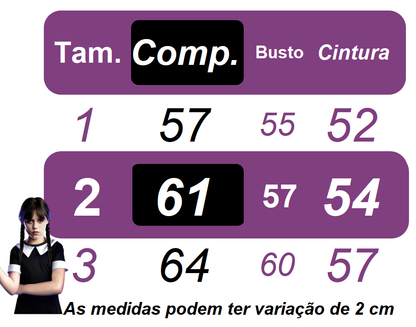 Fantasia Infantil da Wandinha Com Laço Festas