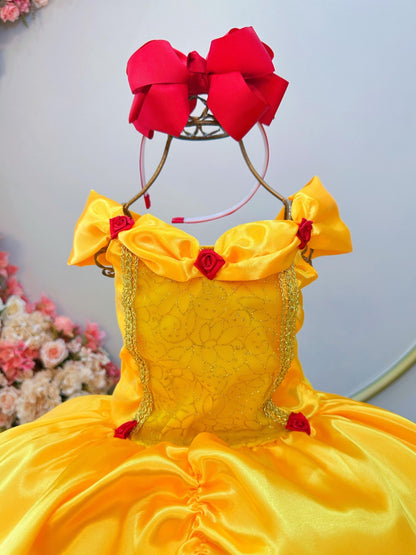 Fantasia Infantil Bela e a Fera Amarelo Escuro Festas