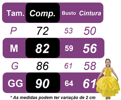 Fantasia Infantil Bela e a Fera Amarelo Escuro Festas