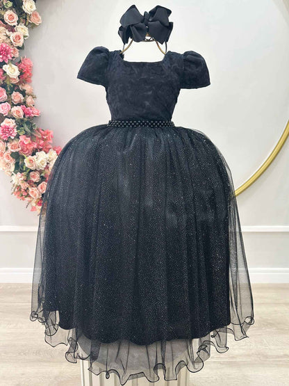 Vestido Infantil Preto Longo Damas C/ Renda Casamento