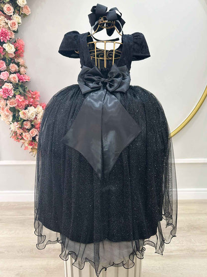 Vestido Infantil Preto Longo Damas C/ Renda Casamento