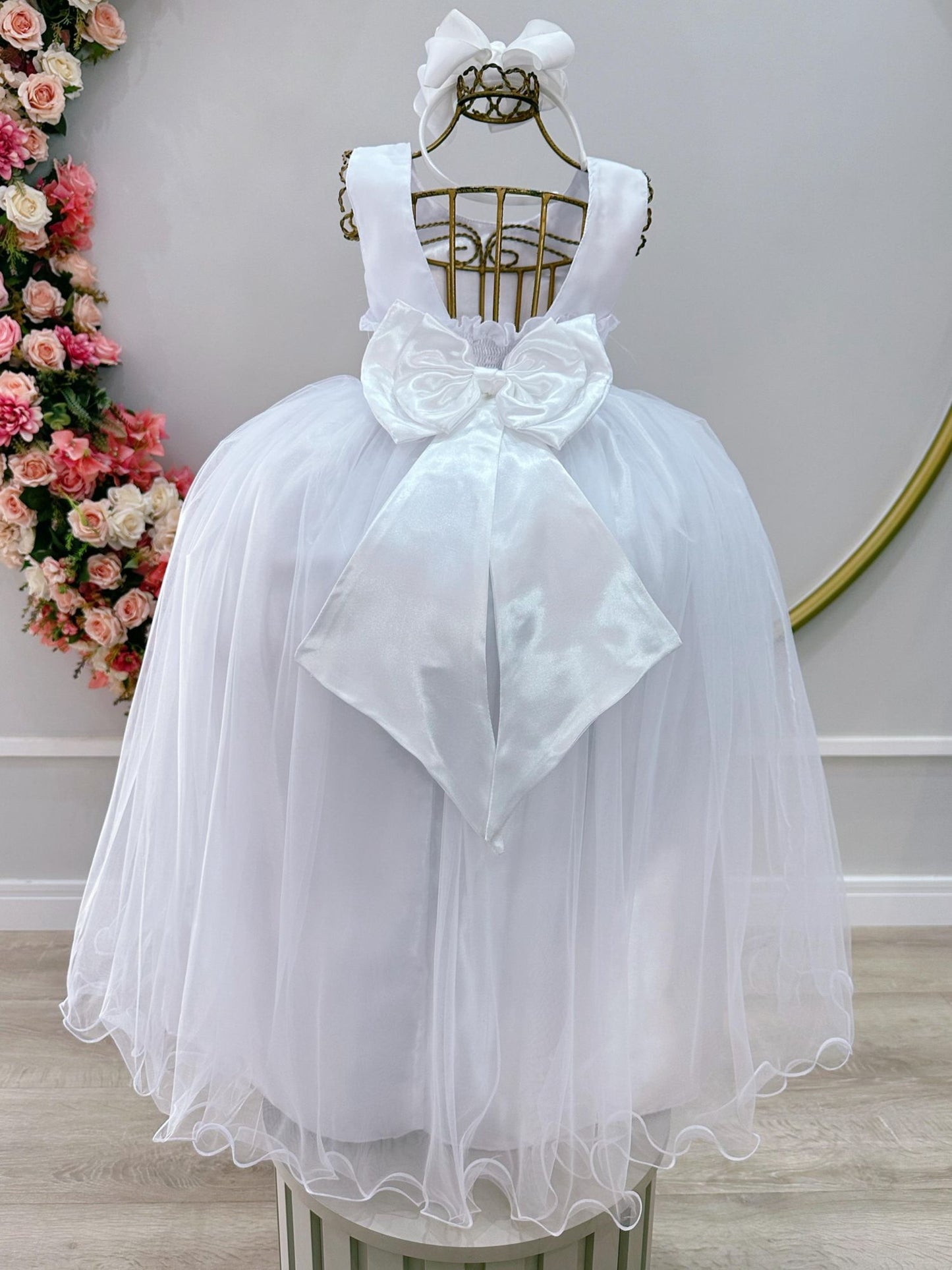 Vestido Infantil Longo Branco Daminhas Casamentos Luxo