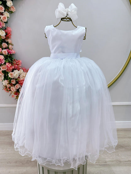 Vestido Infantil Longo Branco Daminhas Casamentos Luxo