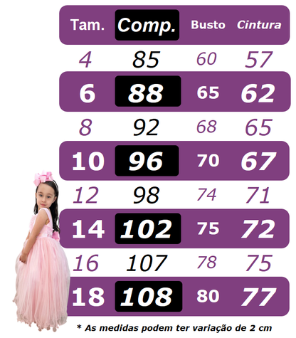 Vestido Infantil Rosa Claro Busto C/ Renda Luxo Damas Longo