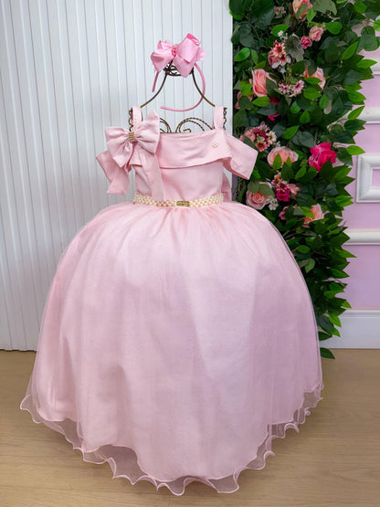Vestido Longo Doce Elegancia Rosa Bebe