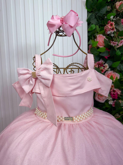 Vestido Longo Doce Elegancia Rosa Bebe