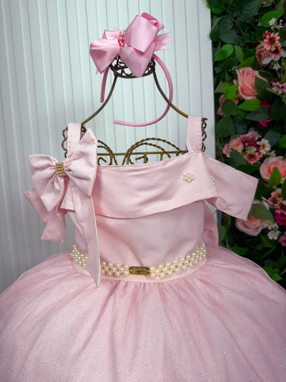 Vestido Longo Doce Elegancia Rosa Bebe