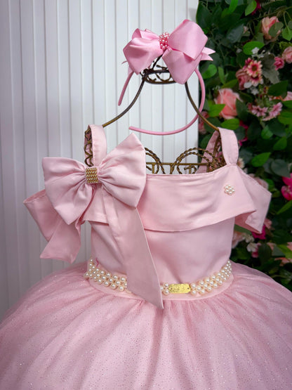 Vestido Longo Doce Elegancia Rosa Bebe