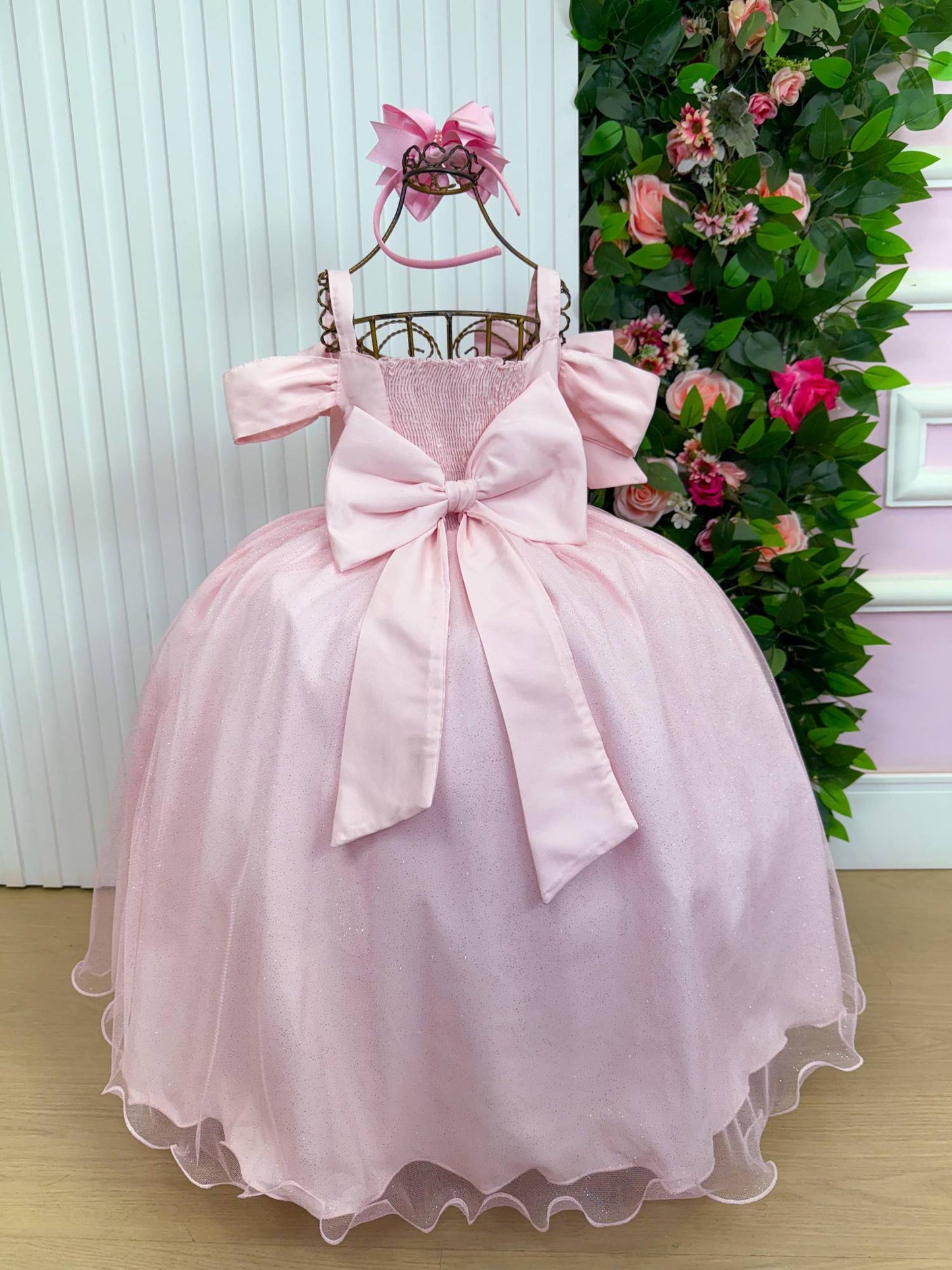 Vestido Longo Doce Elegancia Rosa Bebe