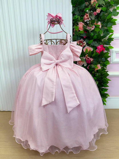 Vestido Longo Doce Elegancia Rosa Bebe