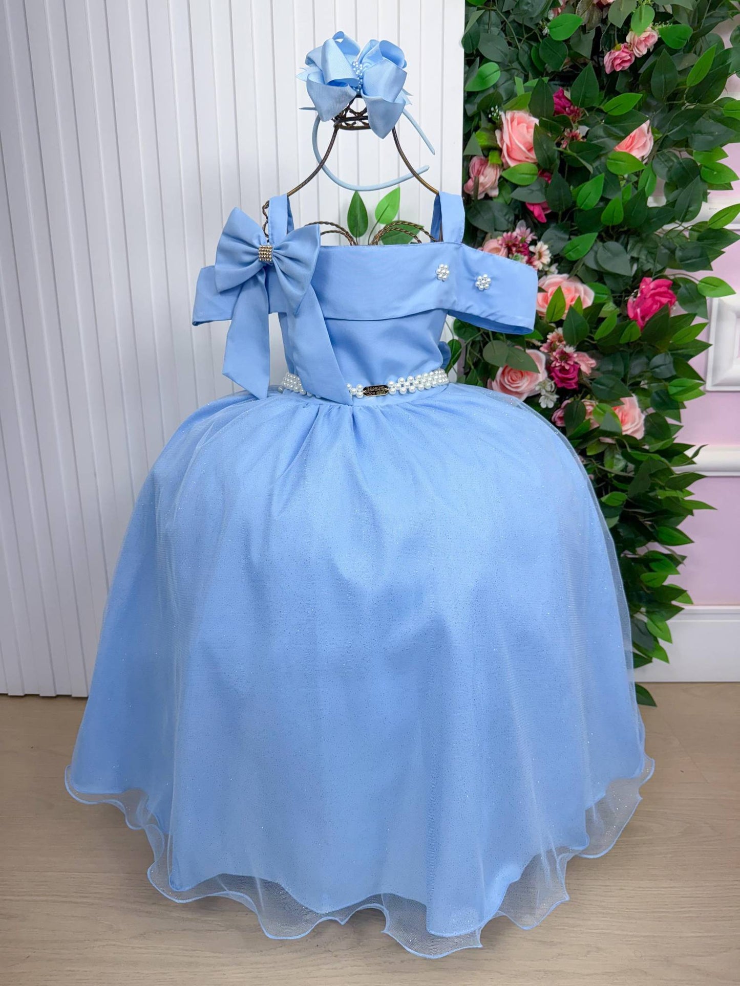 Vestido Longo Doce Elegancia Azul Bebe