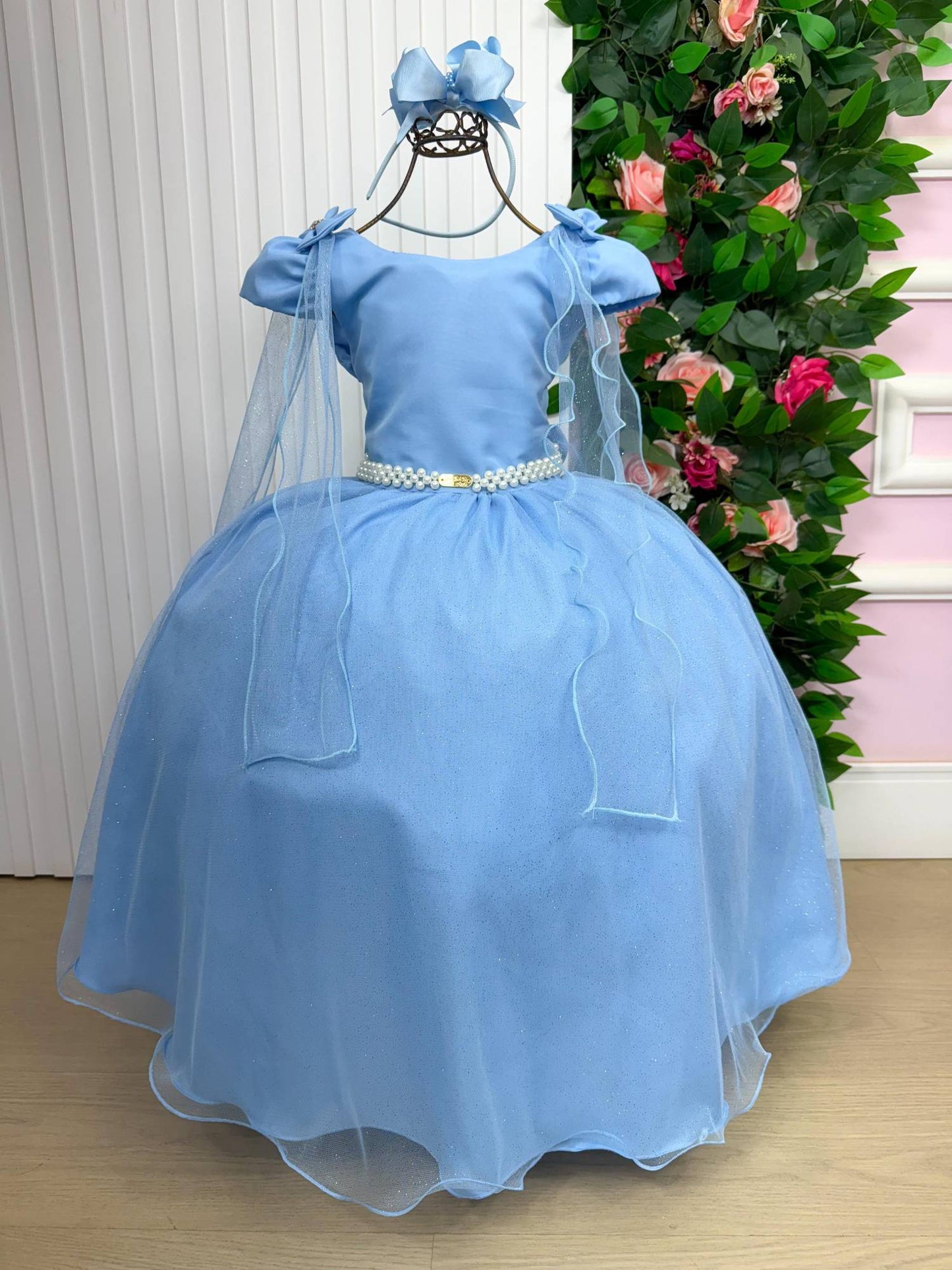 Vestido Longo Diamante Azul Bebe