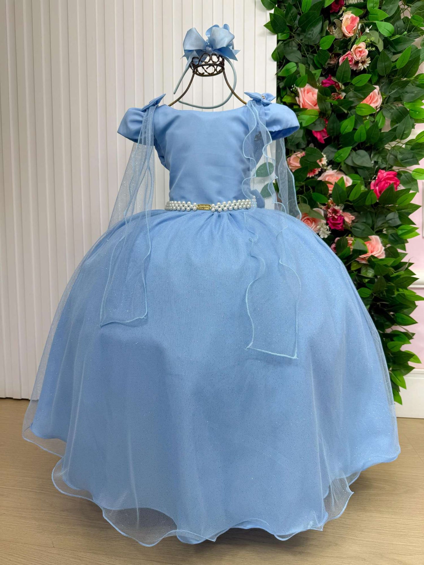 Vestido Longo Diamante Azul Bebe