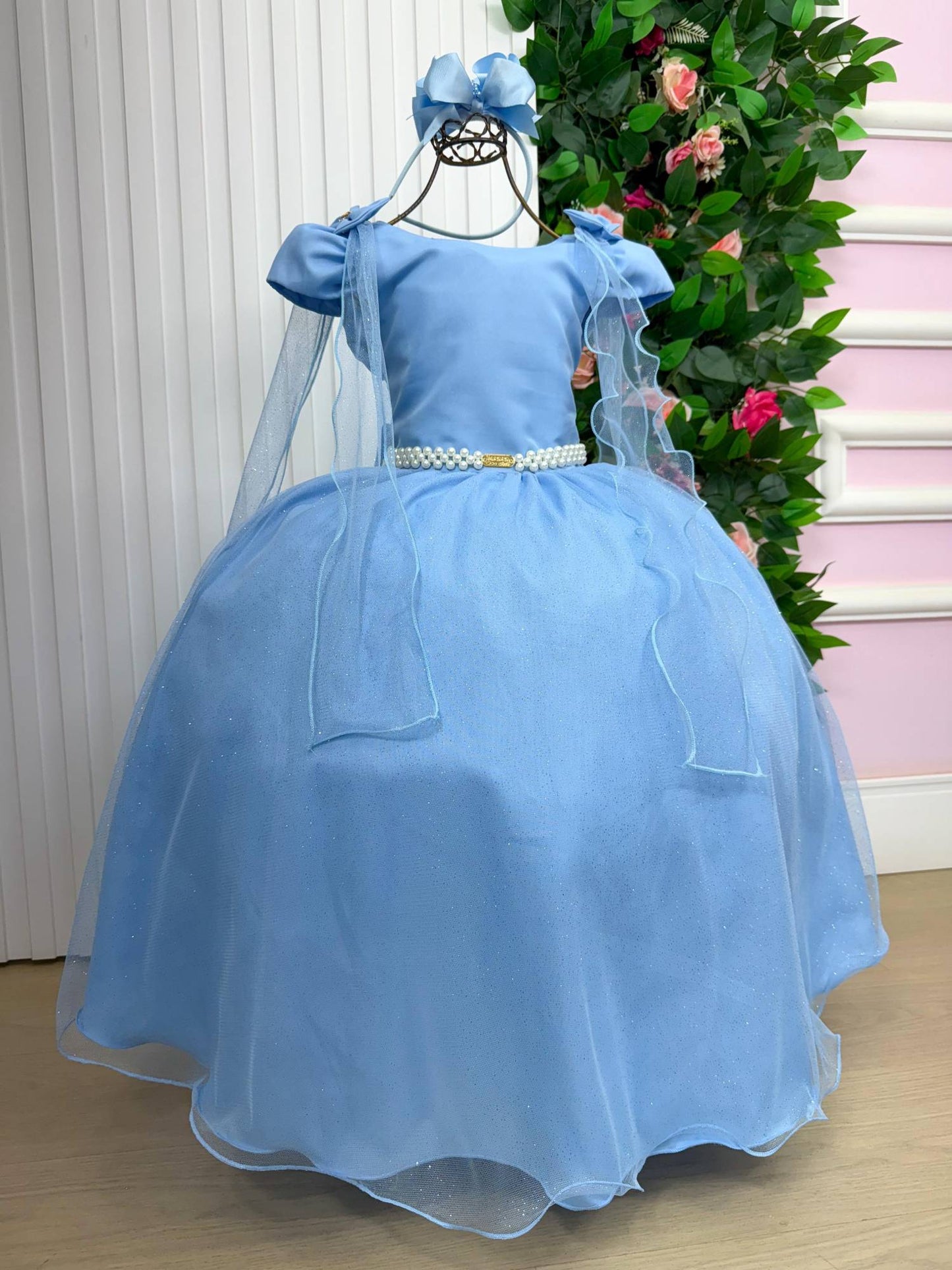 Vestido Longo Diamante Azul Bebe