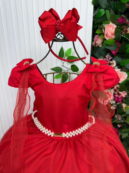 Vestido Longo Diamante Vermelho