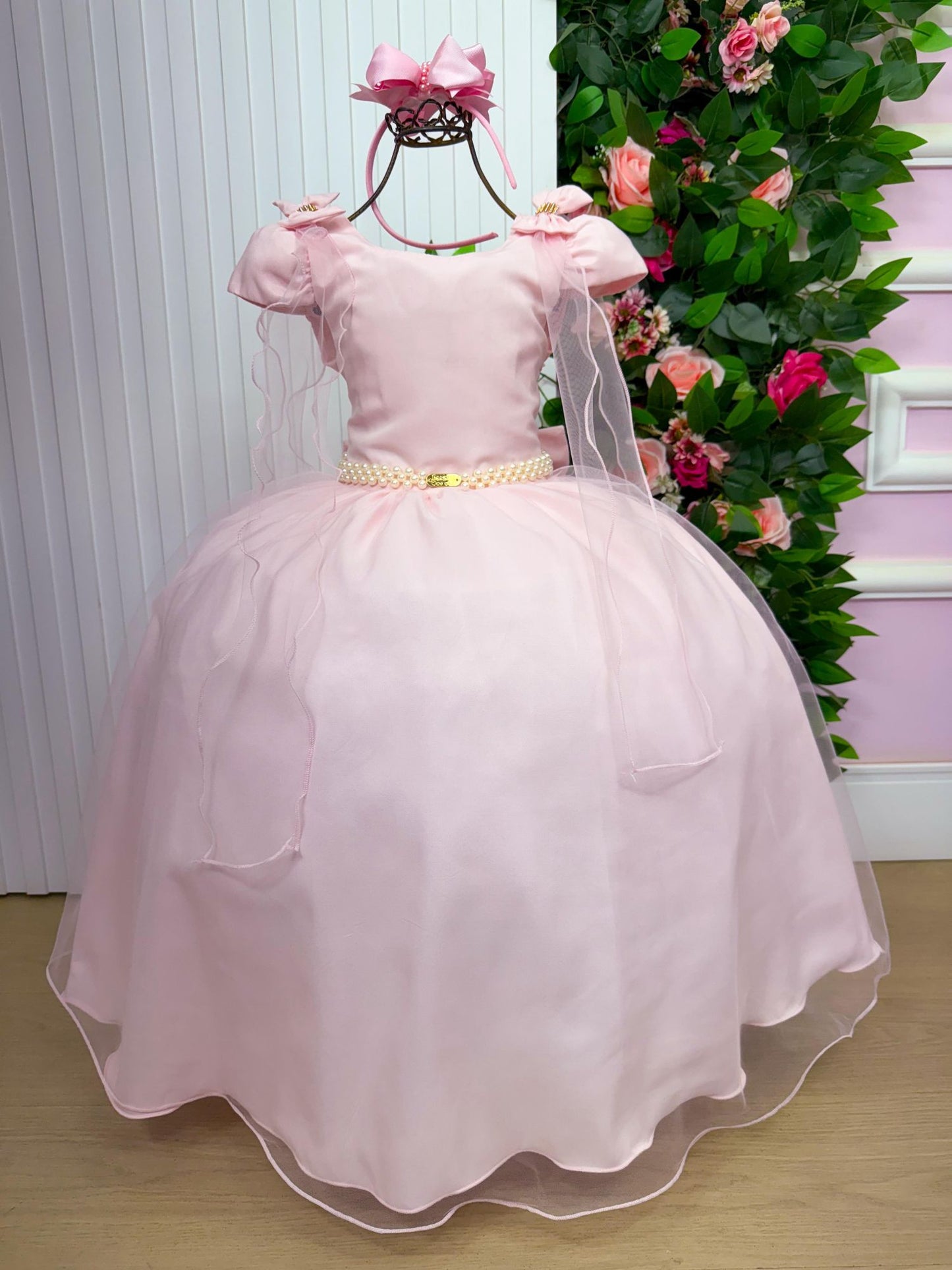 Vestido Longo Diamante Rosa Bebe