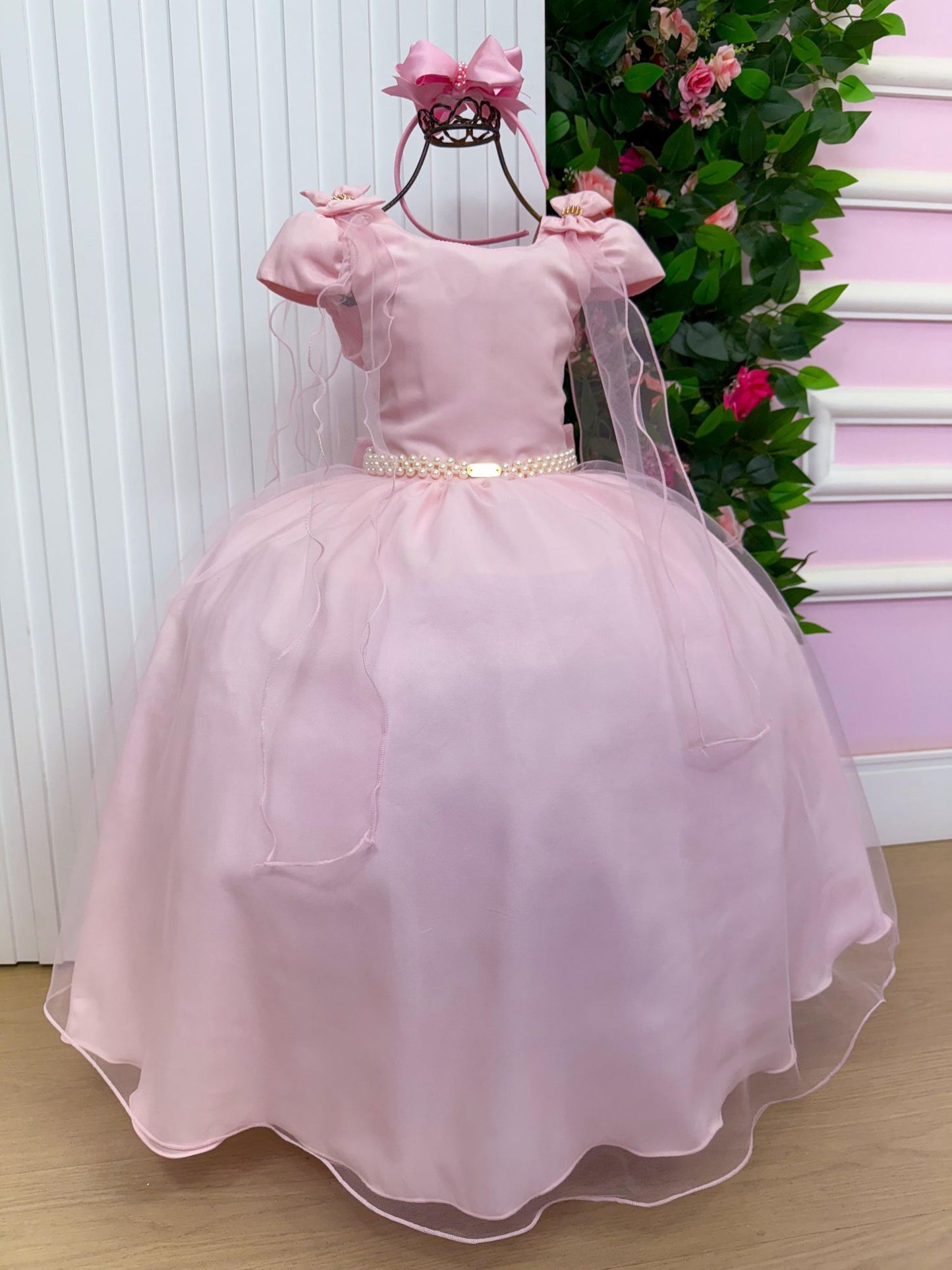 Vestido Longo Diamante Rosa Bebe