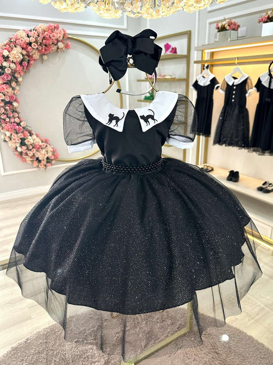 Vestido Fantasia Infantil Preto Wandinha Addams