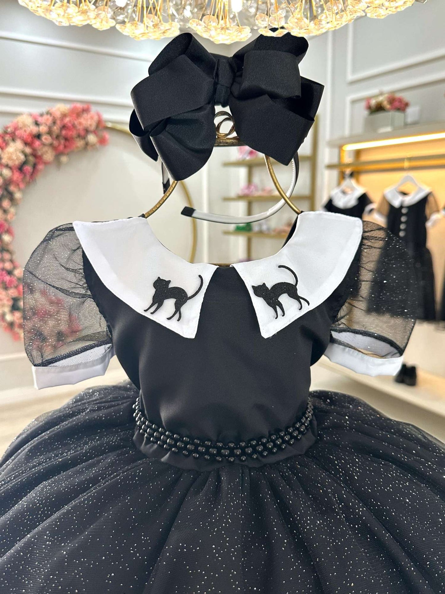 Vestido Fantasia Infantil Preto Wandinha Addams