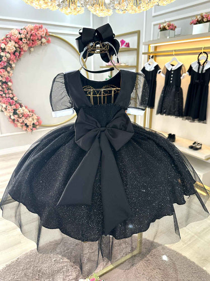 Vestido Fantasia Infantil Preto Wandinha Addams