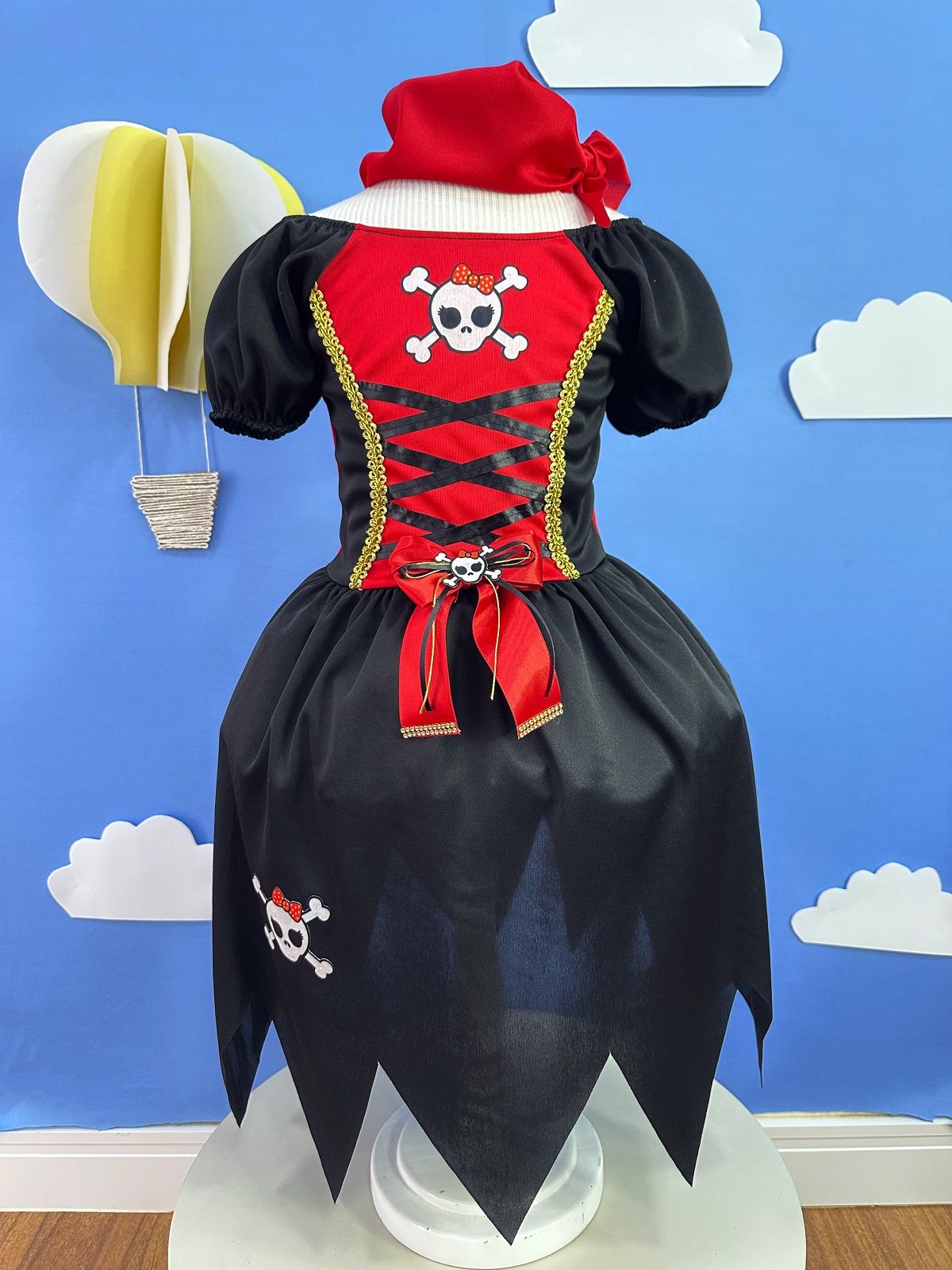 Fantasia Infantil Capitã Pirata Acompanha o Lenço de Cabelo Festas