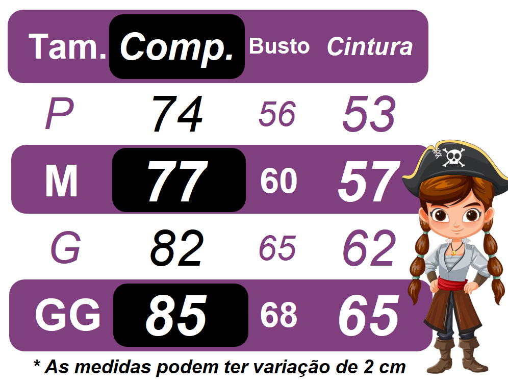 Fantasia Infantil Capitã Pirata Acompanha o Lenço de Cabelo Festas