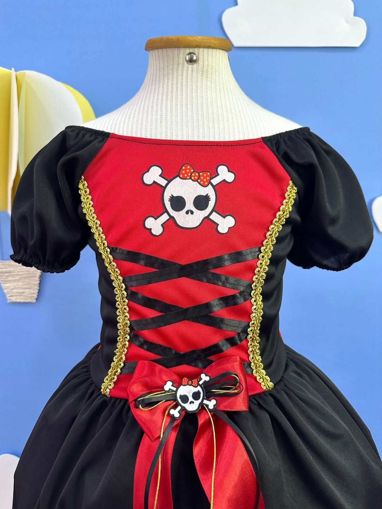 Fantasia Infantil Capitã Pirata Acompanha o Lenço de Cabelo Festas