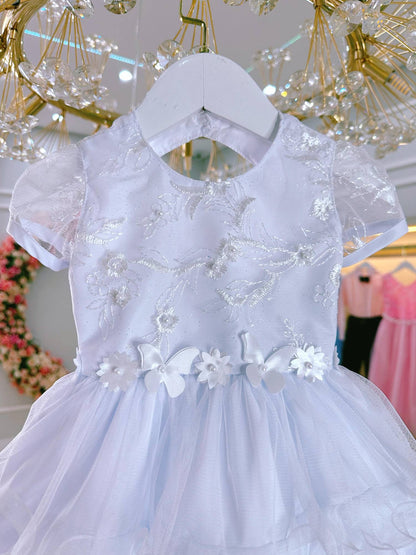 Vestido Bebê Branco Jardim Encantado