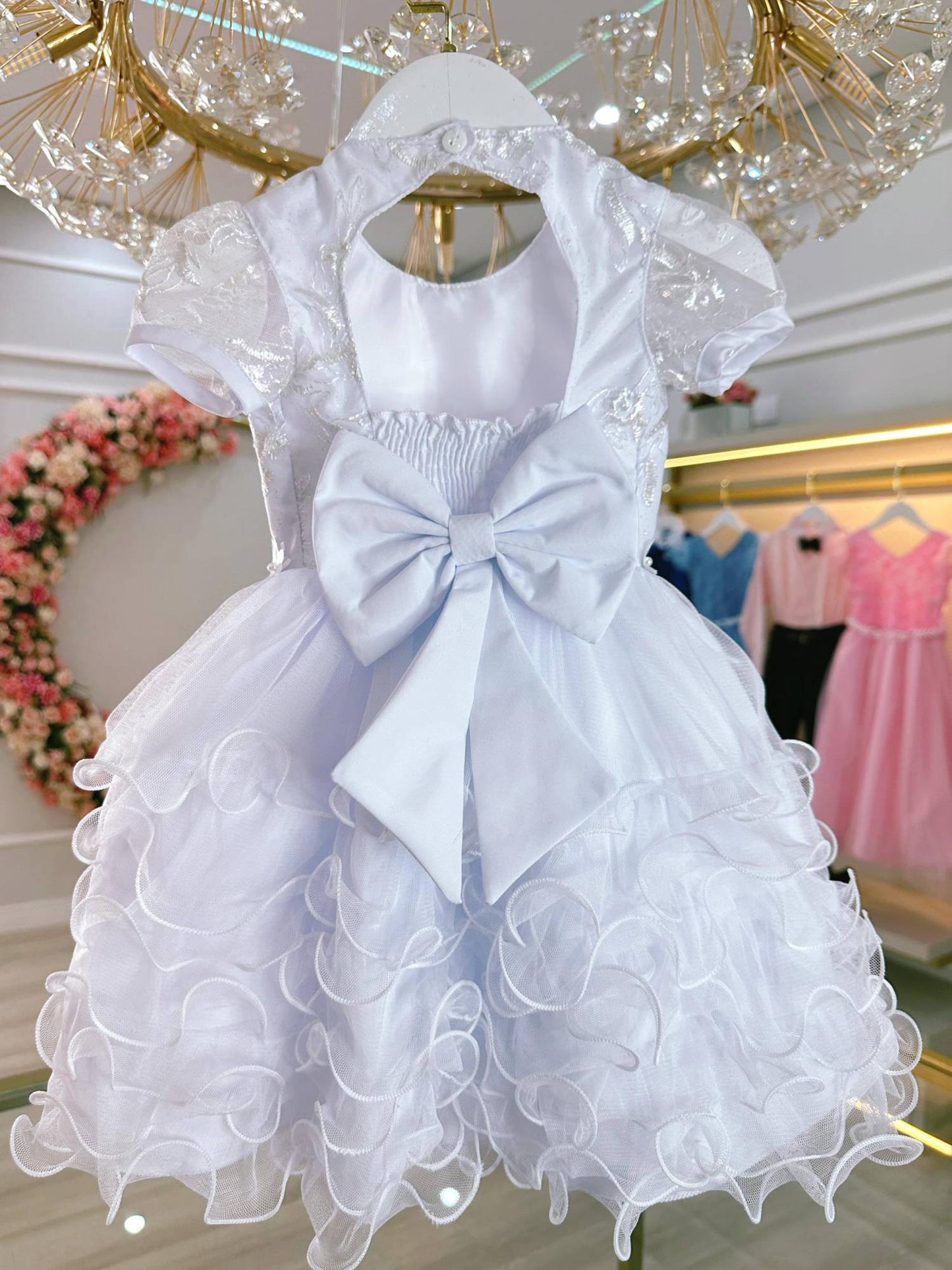 Vestido Bebê Branco Jardim Encantado