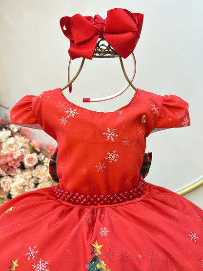 Vestido Infantil Vermelho Ursinhos Festas Natal