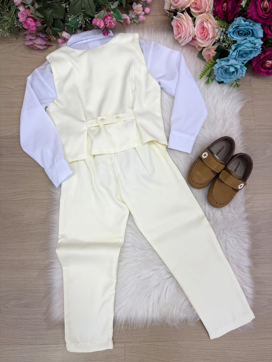 Conjunto Social Colete Amarelo Claro