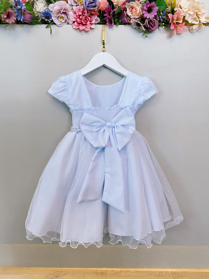 Vestido Infantil Branco Busto Nervura Festas Daminhas