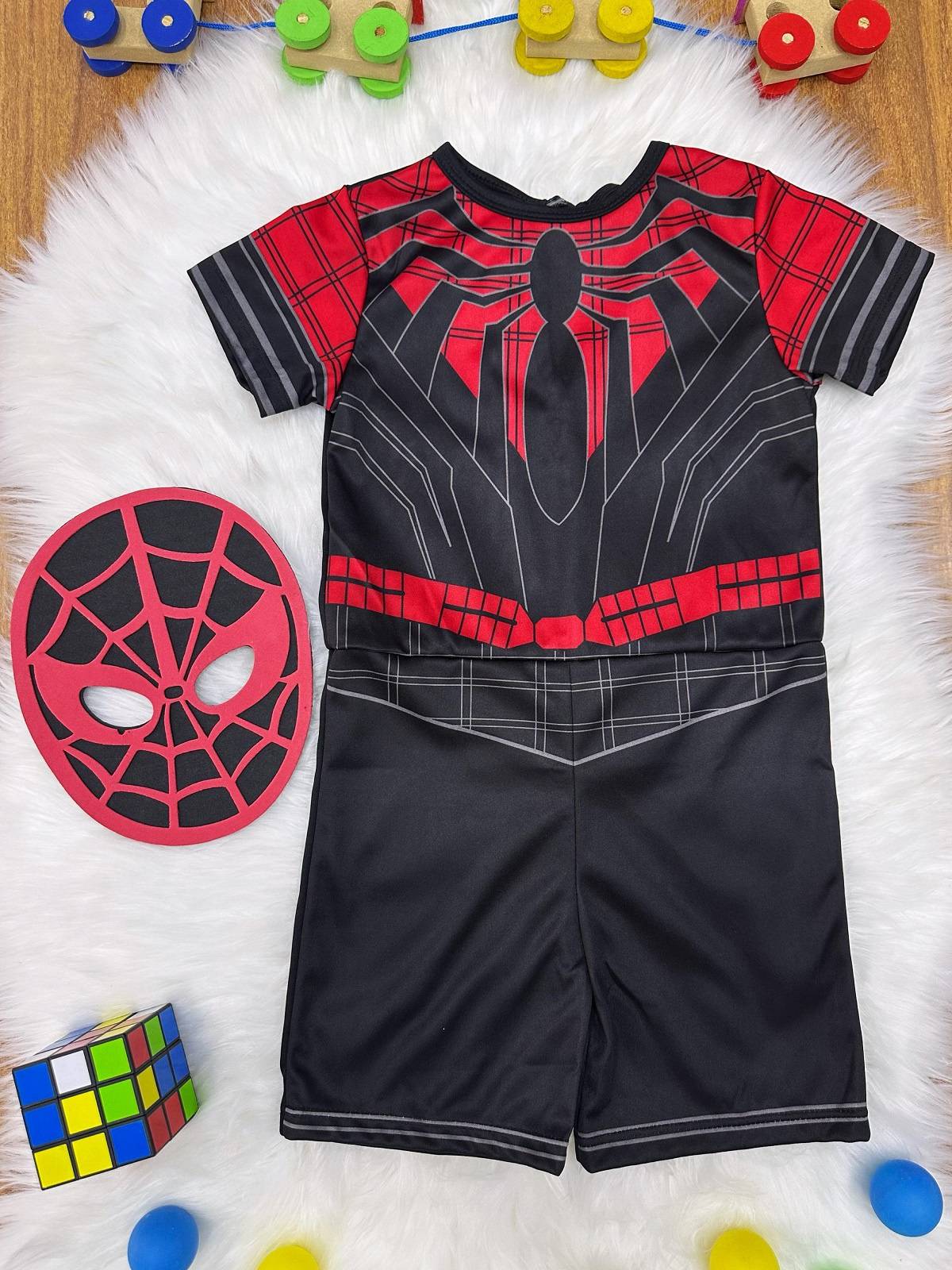 Fantasia Infantil Temática do Homem Aranha C/ Máscara