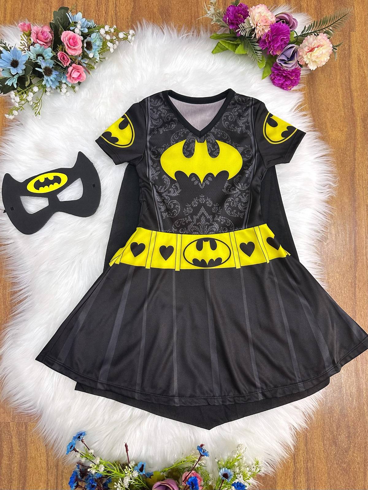 Fantasia Infantil Temática da Batgirl Com Máscara Festas