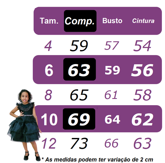 Vestido Infantil Preto Wandinha Saia C/ Glitter Festas