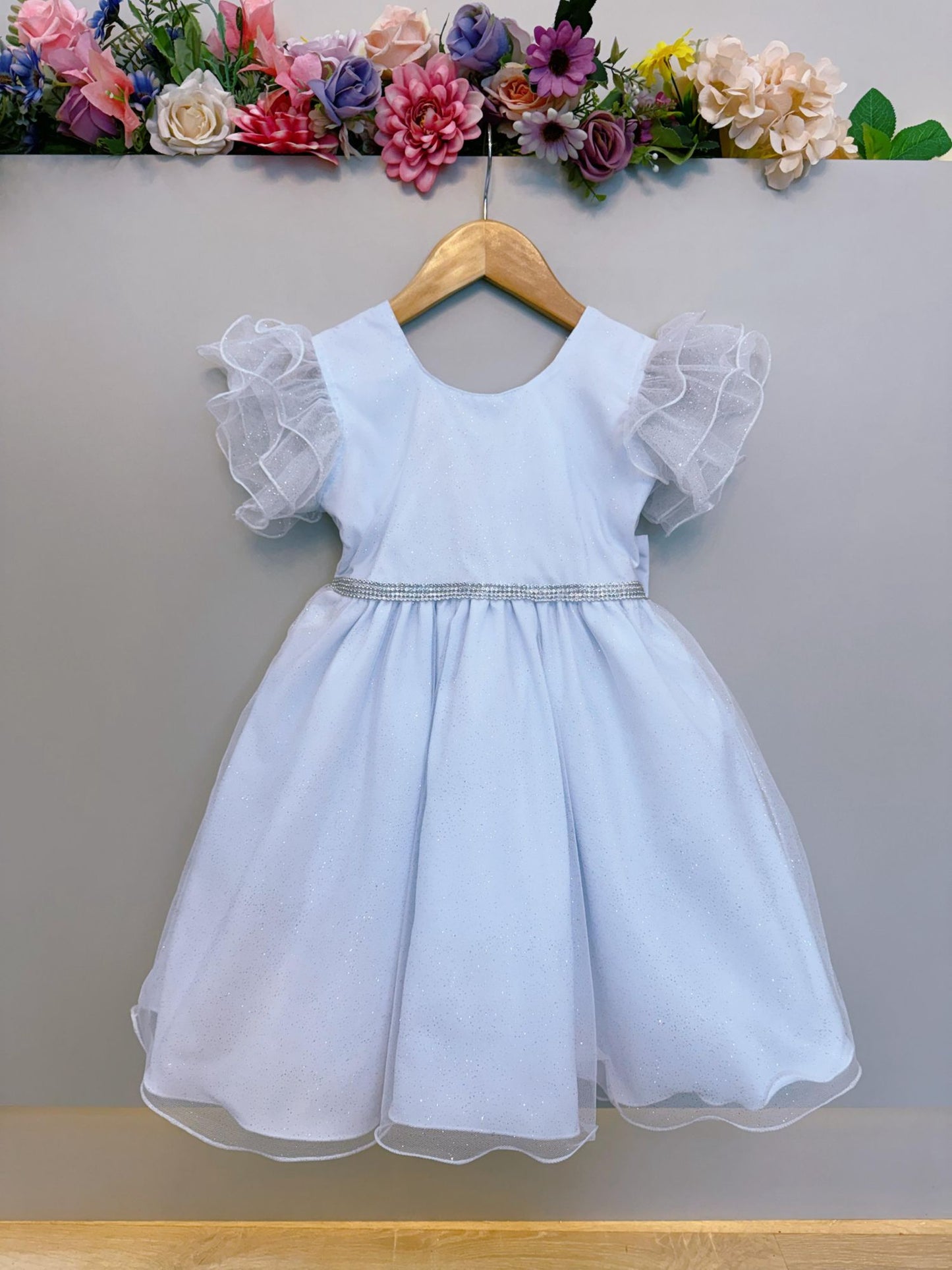 Vestido Infantil Branco Com Glitter Daminhas Festas