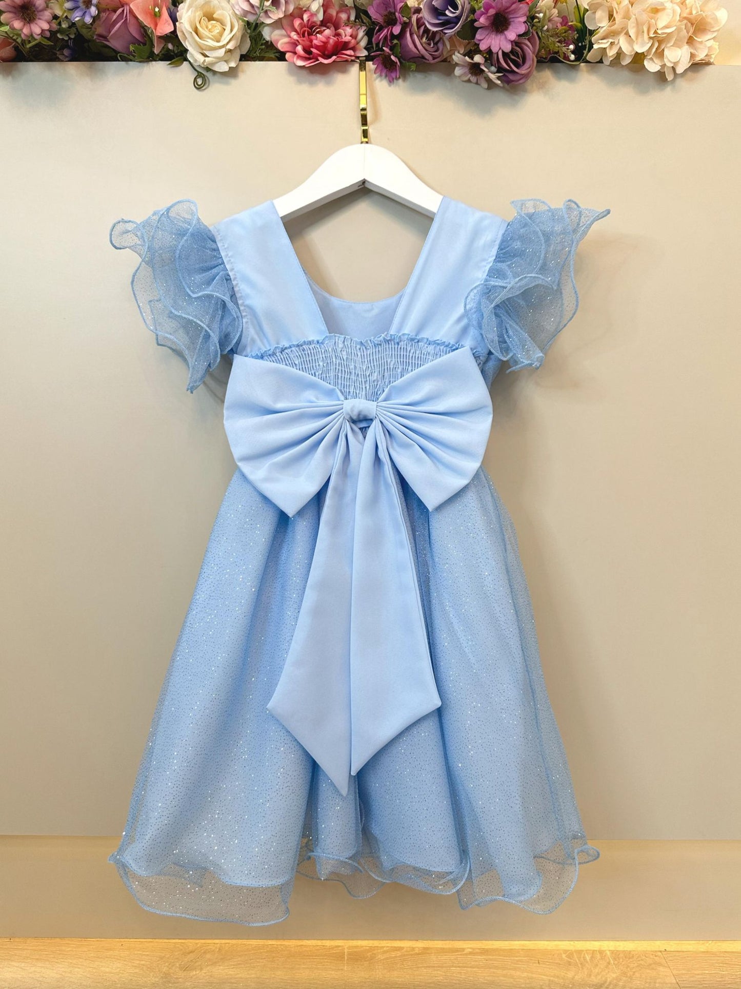 Vestido Infantil Princesa Frozen Elza Anna Azul Claro Festas