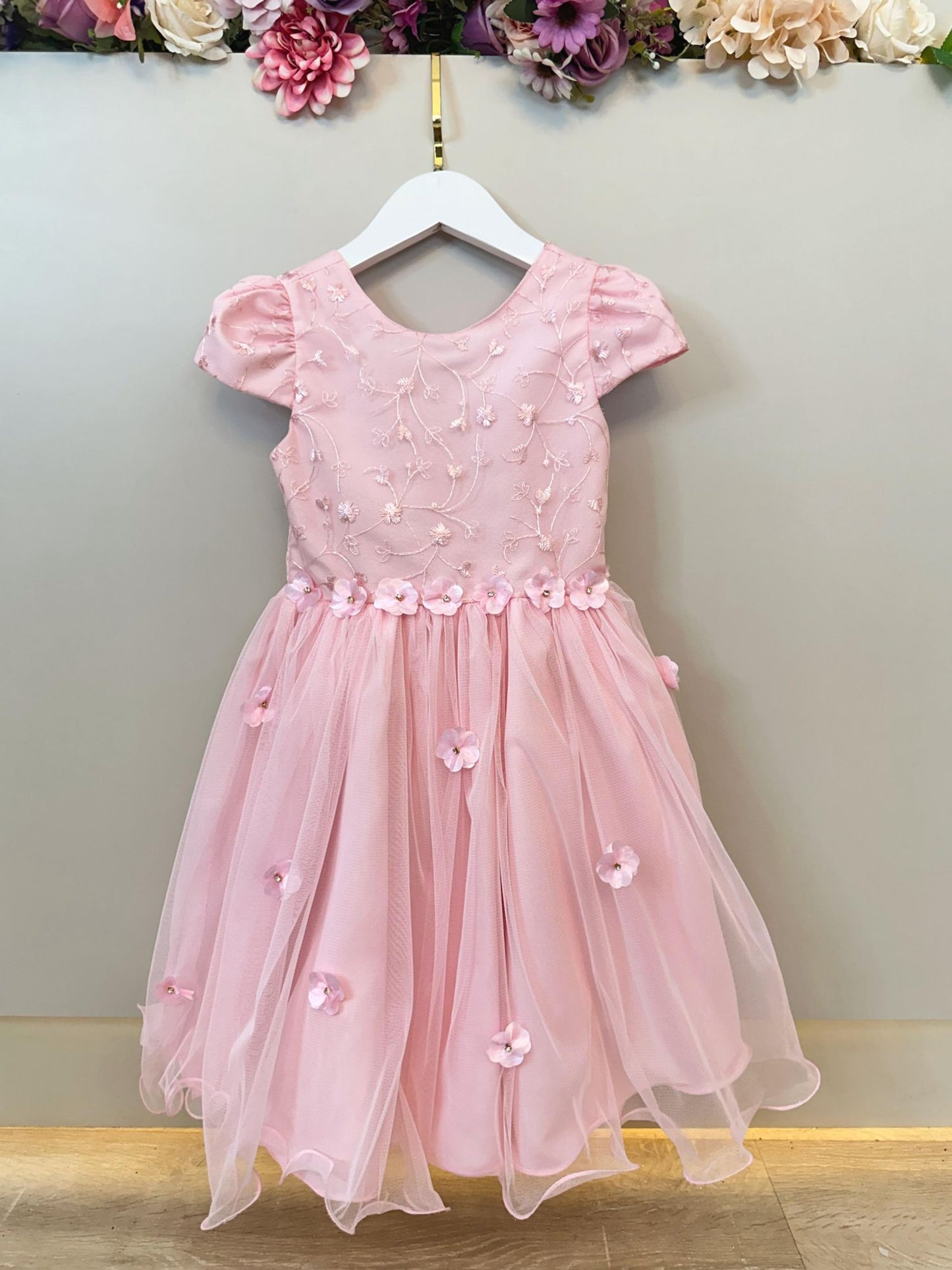 Vestido Infantil Rosa Claro Jardim Encantado C/ Renda Festas