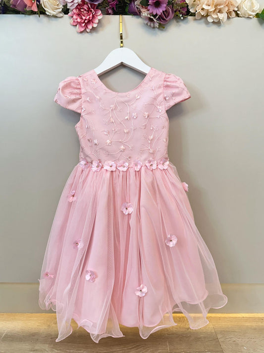 Vestido Infantil Rosa Claro Jardim Encantado C/ Renda Festas