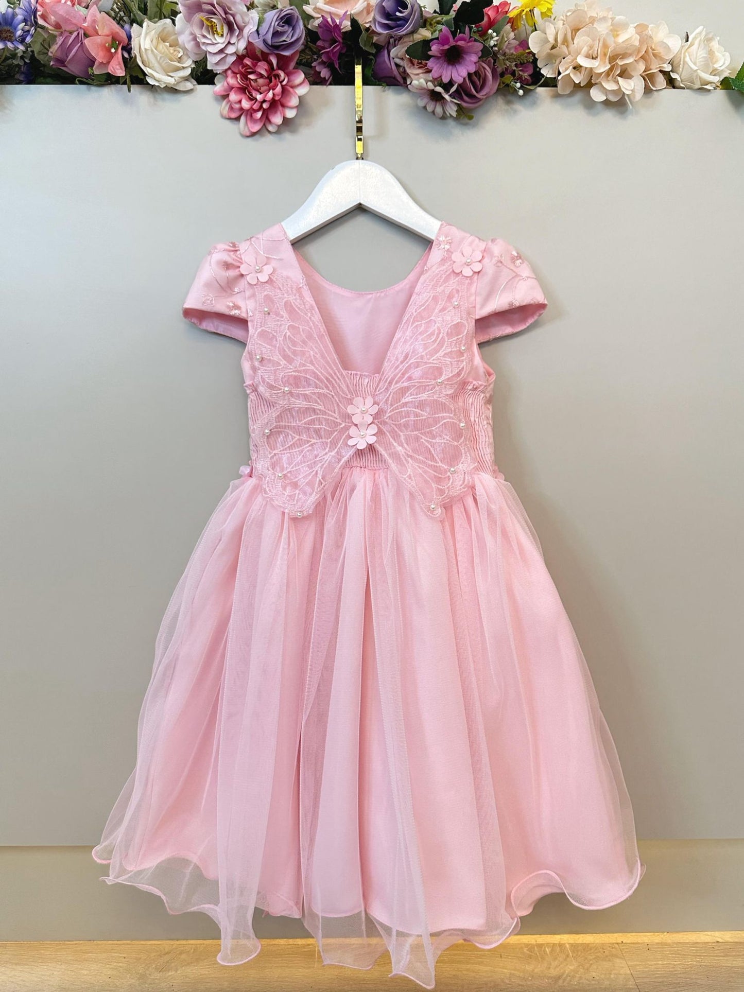 Vestido Infantil Rosa Claro Jardim Encantado C/ Renda Festas